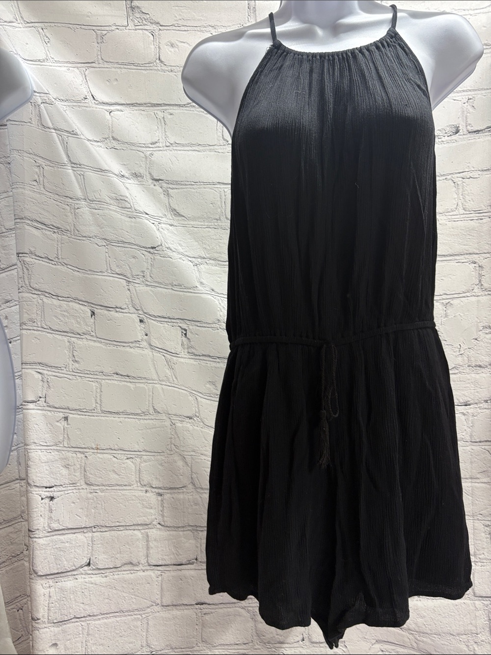 Mossimo Supply Co. Black Halter Tie-Waist Mini Romper